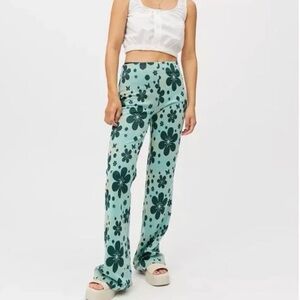 Urban Outfitters Teal Floral Boot Cut Pants